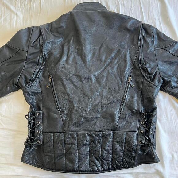 Vintage Black Biker Leather Jacket 25x25.5” - Picture 7 of 8